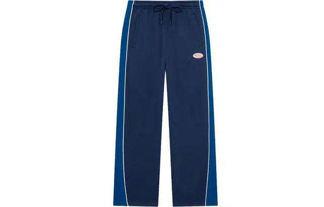 华人青年 拼色徽标宽松运动裤 男女同款