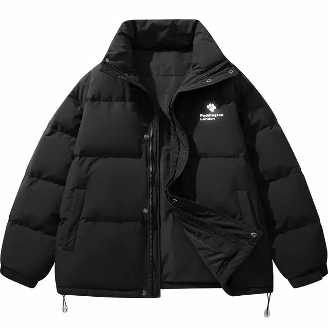 帕丁顿熊 基础款反光字母印花纯色宽松休闲防风防寒保暖加厚羽绒服 男女同款
