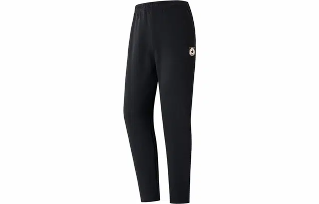 鸿星尔克 星宠 熊猫星星刺绣图案宽松休闲束脚裤适中运动裤 男款 正黑