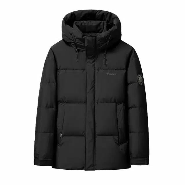 雅鹿 休闲简约纯色连帽御寒保暖羽绒服 男款