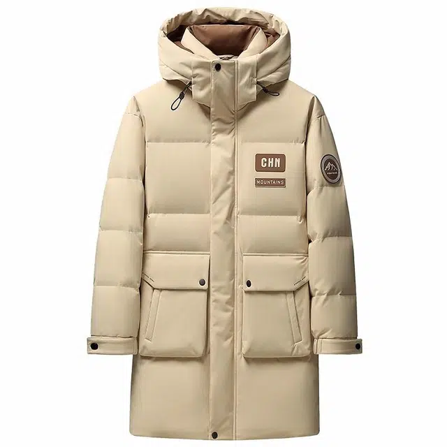 鸭鸭 时尚百搭中长款纯色长袖羽绒服 男女同款