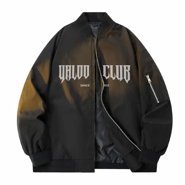 雅鹿 美式高街嘻哈街头复古风简约解构棒球服运动户外防风防泼水潮流宽松飞行服工装字母夹克外套 男女同款