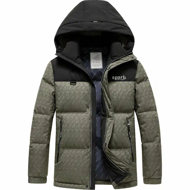 雅鹿 加厚连帽户外运动拼接撞色保暖羽绒服 男款