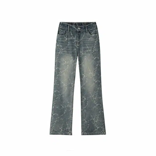 欧路得 直筒微喇简约百搭牛仔裤 男款 浅蓝色