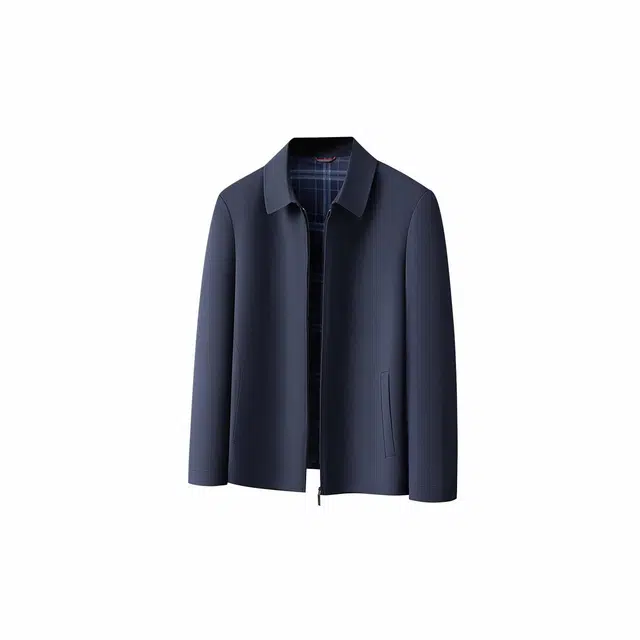 富铤 纯色简约防风舒适亲肤经典百搭翻领户外拉链休闲夹克外套 男款