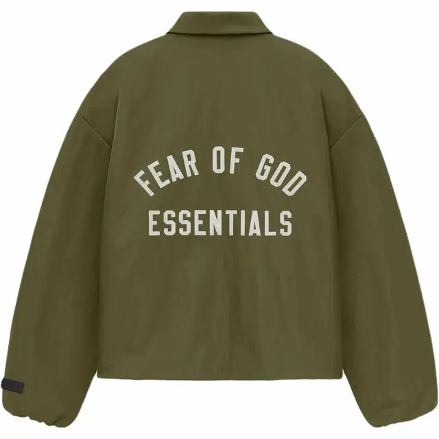 Fear of God Essentials Fall24 BACK TO SCHOOL Textured Nylon Trucker Jacket MILITARY