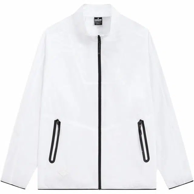 特步 篮球系列 舒适休闲透气风衣 男款 珍珠白