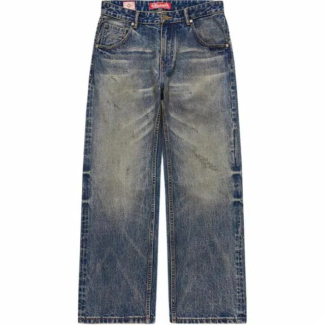 大白鲨 高端宽松直筒长裤弹力休闲男士水洗裤子牛仔裤 男款 复古蓝