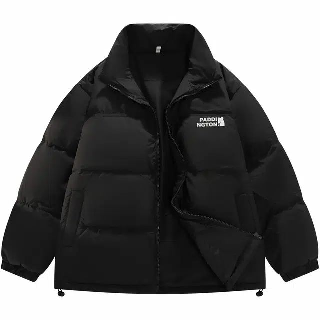 帕丁顿熊 基础款小熊贴标纯色宽松休闲面包服防风防寒保暖羽绒服 男女同款