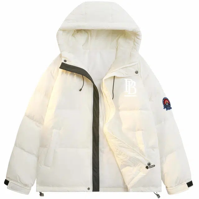 帕丁顿熊 简约小熊字母反光印花纯色休闲防风保暖连帽面包服外套宽松防寒加厚羽绒服 男女同款