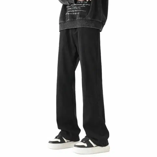 八哥 美式复古微喇重水洗做旧基础款宽松休闲简约中腰百搭垂感显高显瘦柔软舒适时尚高级感牛仔裤 男女同款