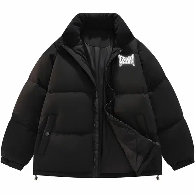 帕丁顿熊 简约反光字母印花纯色宽松休闲面包服外套防风防寒保暖加厚羽绒服 男女同款