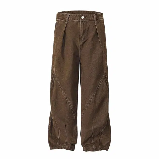 欧路得 宽松直筒休闲设计感牛仔裤 男款