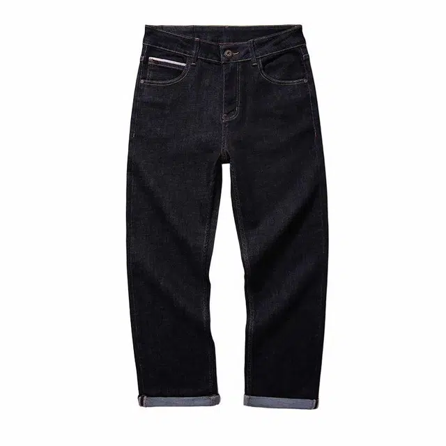 大白鲨 宽松水洗百搭舒适牛仔裤 男款 蓝黑