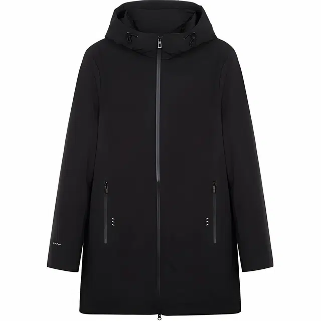 才子 纯色时尚连帽羽绒服 男款 黑色