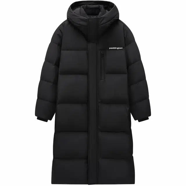 帕丁顿熊 纯色宽松休闲连帽面包服外套防风防寒保暖加厚长款羽绒服 男女同款