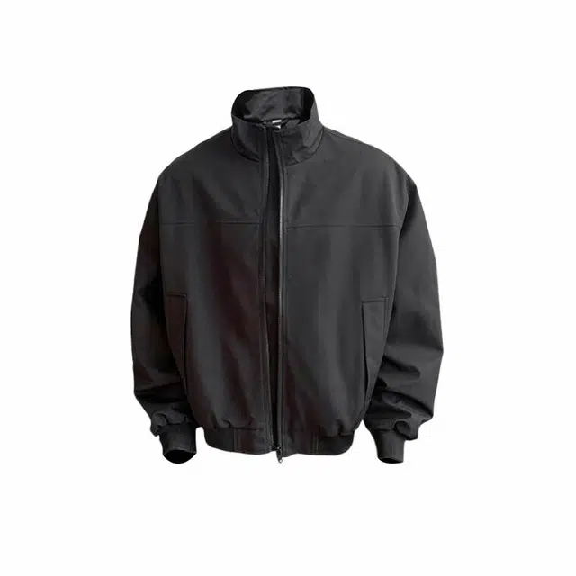 物质公式 美式高街复古重磅袖边褶皱设计感棒球朋克风御寒保暖高级感休闲百搭港风宽松简约休闲百搭舒适飞行员夹克外套 男女同款