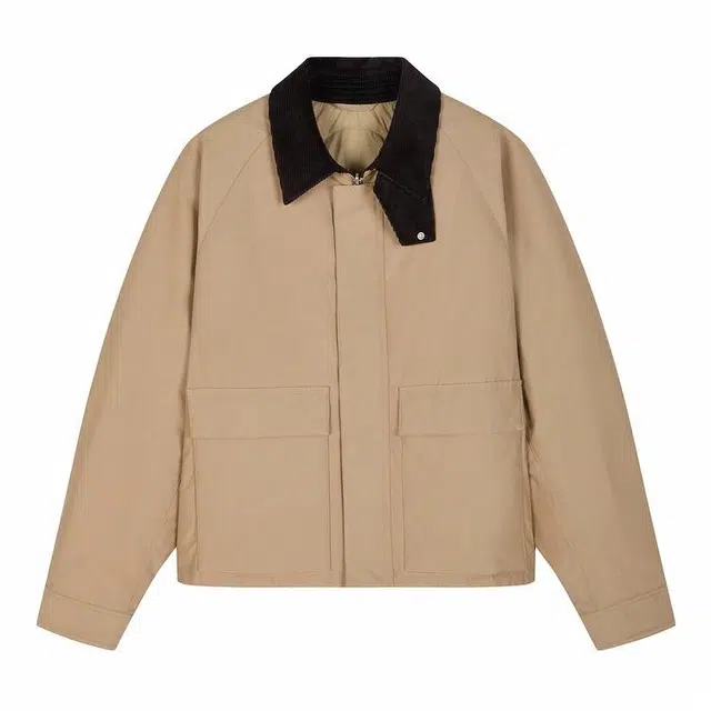 速写 短款潮流大口袋翻领羽绒服 男款 黄卡其