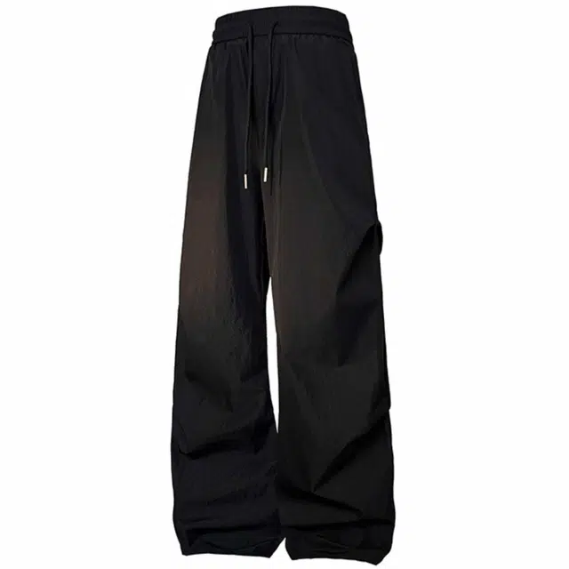 金贝勒 纯色简约垂感褶皱冰丝空调凉感速干轻薄透气舒适伞兵机能风休闲裤子阔腿直筒宽松工装裤 男女同款