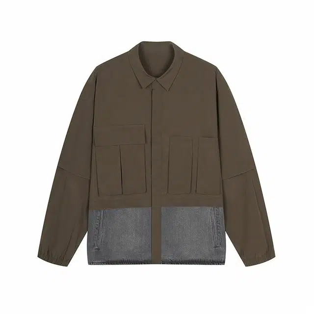 速写 纯色拼接简约宽松日常夹克外套 男款