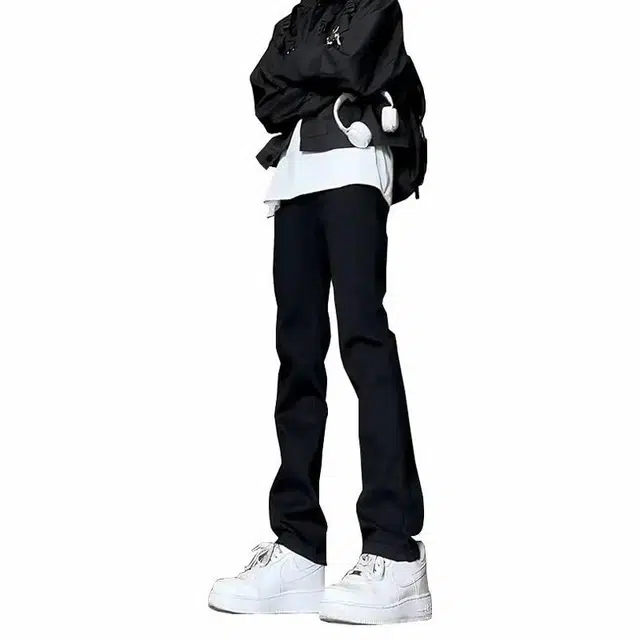 八哥 复古水洗做旧基础宽松时尚垂感柔软舒适阔腿牛仔裤 男女同款