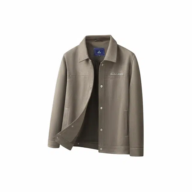 富铤 简约翻领保暖休闲夹克外套 男款 卡其