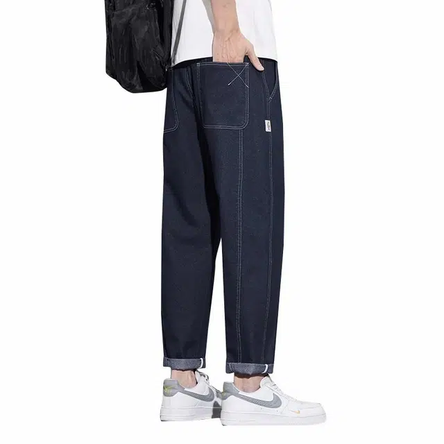 协协乐 春秋美式简约宽松潮牌直筒牛仔裤 男女同款