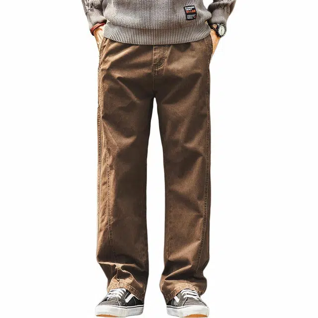 格蓝鹿 美式休闲宽松运动登山直筒牛仔裤 男女同款