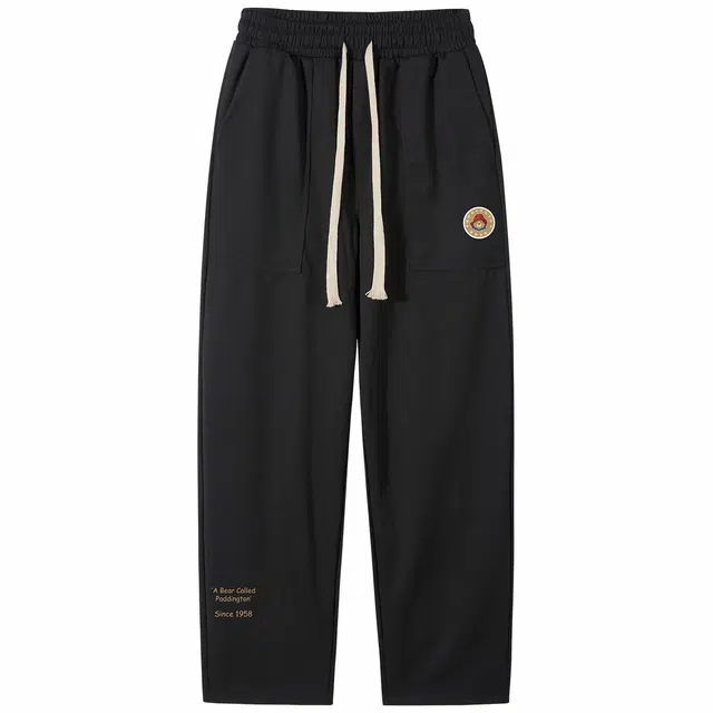 帕丁顿熊 小熊徽章印花休闲系带运动裤 男女同款