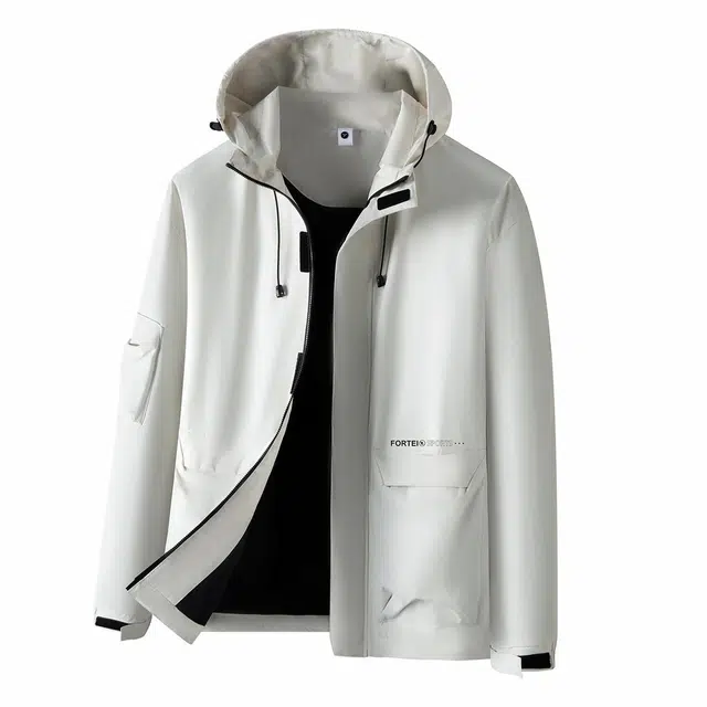 富铤 户外简约基础款三防连帽登山宽松百搭休闲工装夹克外套 男款