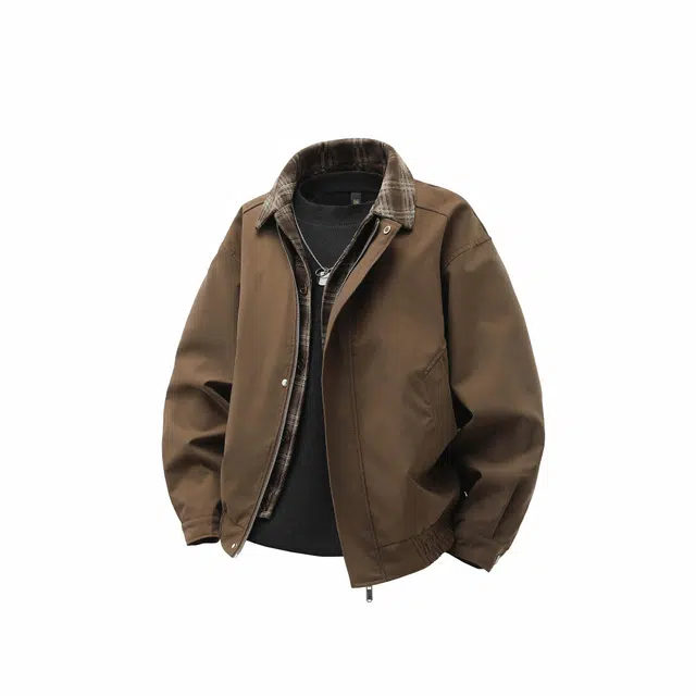 雅鹿 美式高街复古痞帅夹克外套 男女同款 咖啡