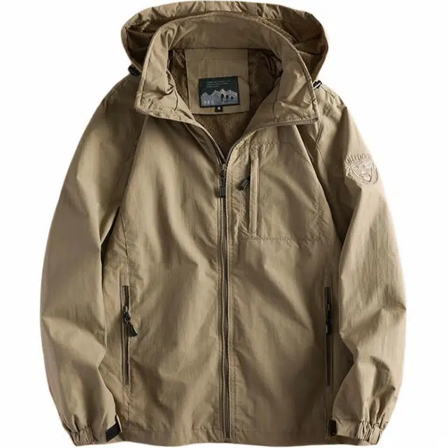 雅鹿 春秋季纯色三防宽松运动装可脱卸帽长袖夹克外套 男款