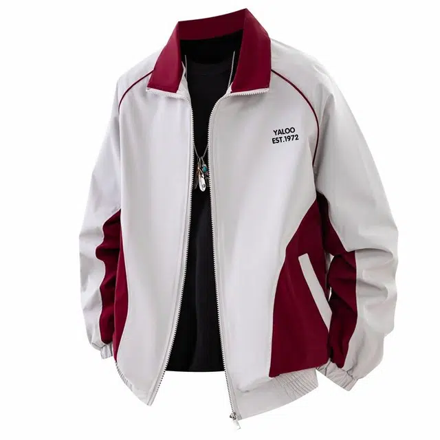 雅鹿 复古撞色拼接学院风百搭宽松休闲户外运动高街翻领教练夹克外套 男女同款