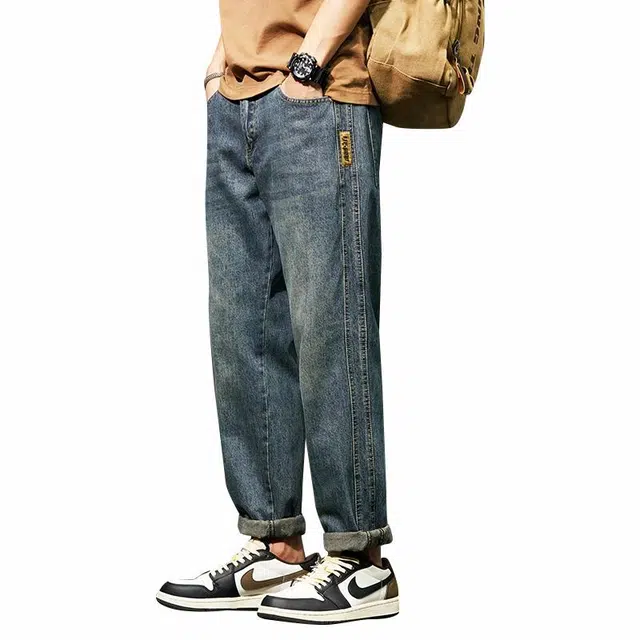 协协乐 美式阔腿舒适休闲牛仔裤 男款 复古蓝