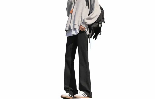 快鱼 韩系少年感街头复古高街水洗重工做旧时尚简约百搭亲肤基础款日常通勤户外出行纯色牛仔裤 男女同款