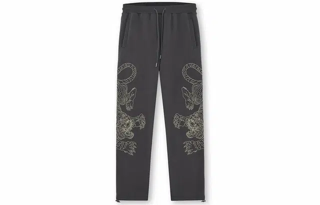 华人青年 龙争虎斗系列 龙虎刺绣休闲裤 男女同款
