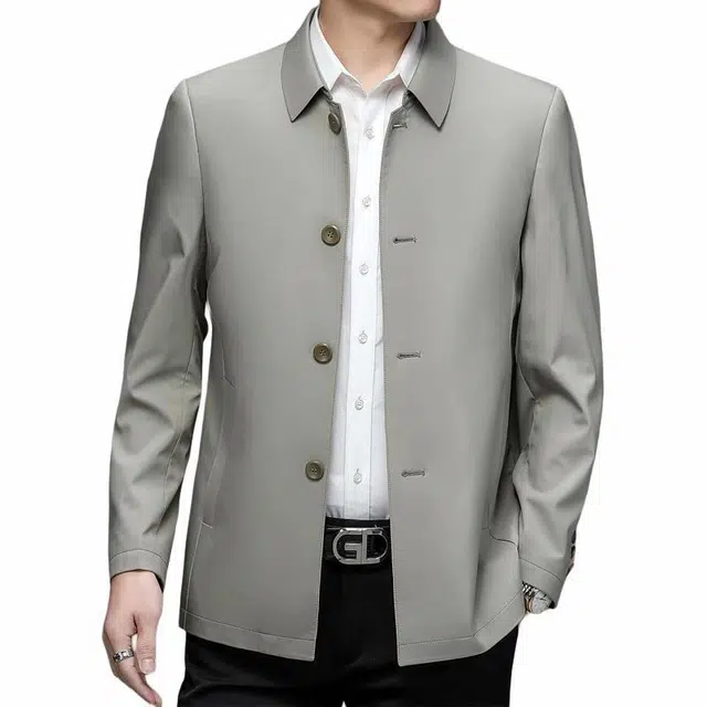 雅鹿 爸爸装中年大码翻领商务休闲夹克外套 男款