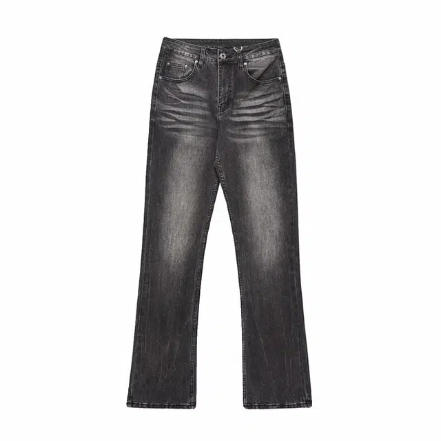 宝米卡 水洗微喇修身显瘦长裤牛仔裤 男女同款