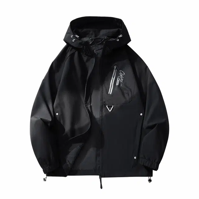 敦煌博物馆 美式山系户外连帽宽松防风保暖纯色夹克外套 男女同款