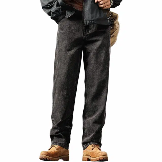 格蓝鹿 美式经典复古水洗牛仔裤 男女同款 黑灰