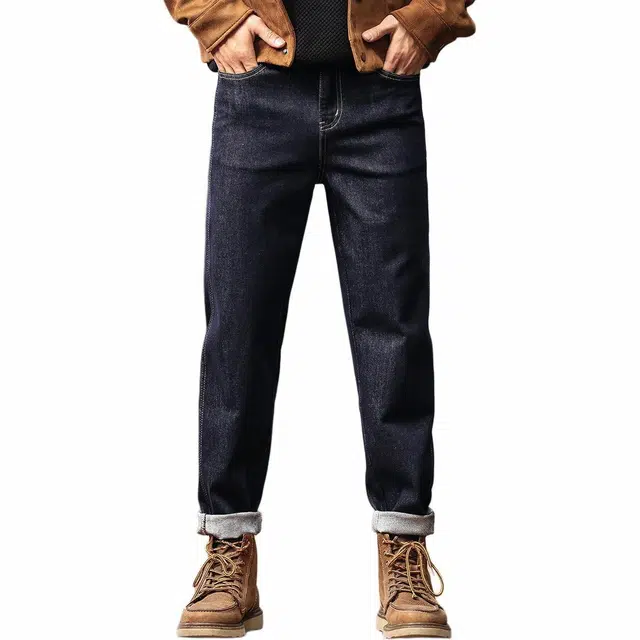 格蓝鹿 春季 美式复古原色经典休闲牛仔裤 宽松 男女同款