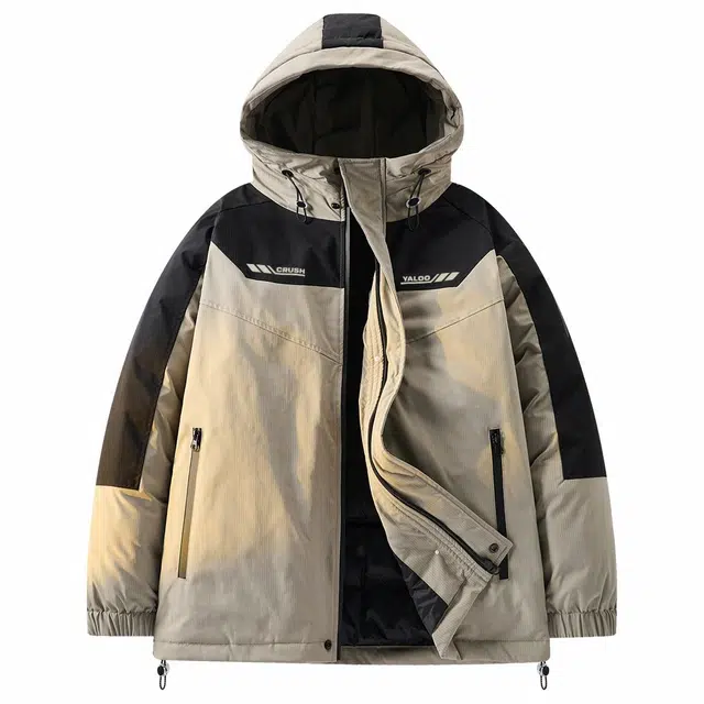 雅鹿 美式保暖加厚高级感简约时尚纯色连帽羽绒服 男女同款