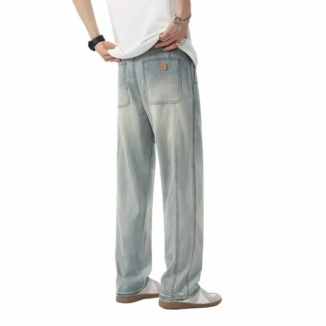 协协乐 天丝复古舒适凉感牛仔裤 男款 复古蓝