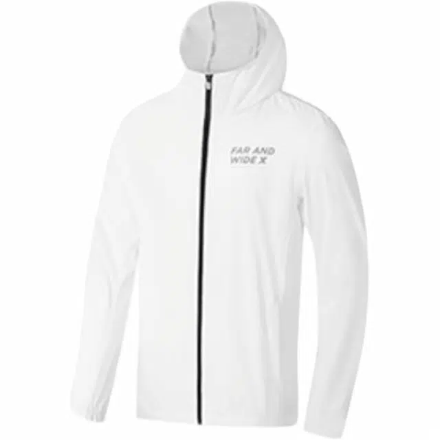 特步 舒适休闲字母印花简约运动户外风衣 男款 珍珠白