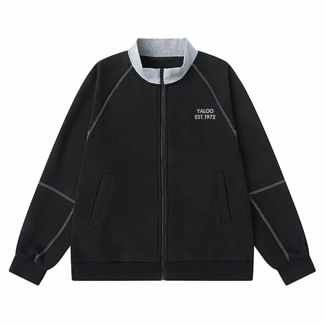 雅鹿 美式复古百搭运动设计辑明线休闲立领宽松插肩夹克外套 男女同款