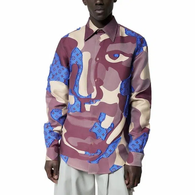 LOUIS VUITTON Printed Cotton Fil Coupe Overshirt