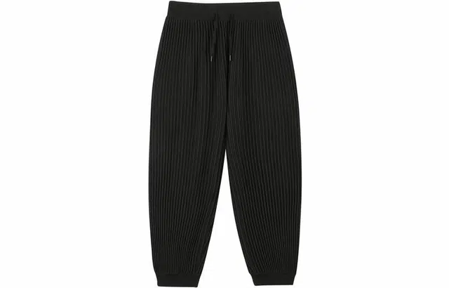 速写 宽松纯色系带九分束脚休闲裤 男女同款