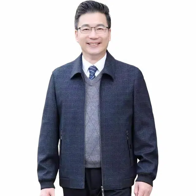 雅鹿 爸爸装商务休闲时尚舒适保暖百搭夹克外套 男款 藏青色