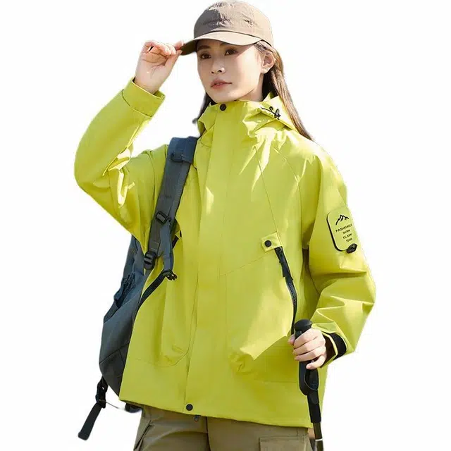木林森 宽松纯色工装飞行员教练休闲百搭长袖夹克外套 男女同款 荧光绿