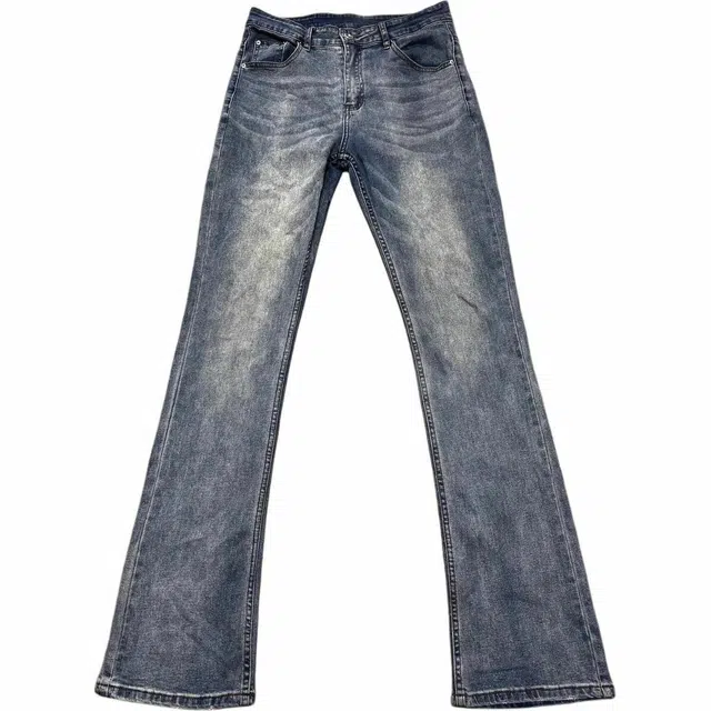 宝米卡 做旧水洗嘻哈街头修身喇叭牛仔裤 男女同款 蓝色